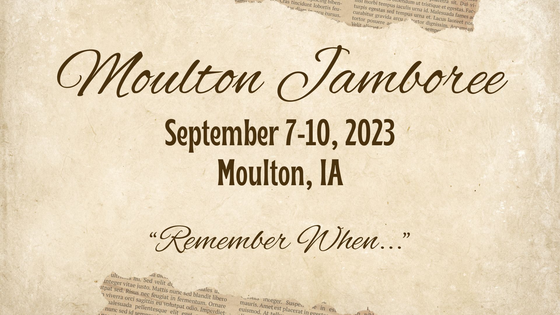 Moulton Jamboree Iowa September 7-10th 2023