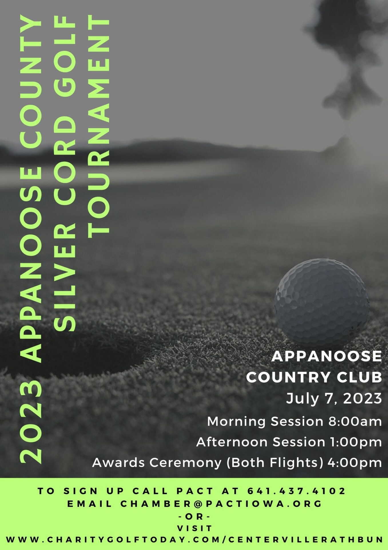 Appanoose County Silver Cord Golf Tournament flyer, event July 7 2023